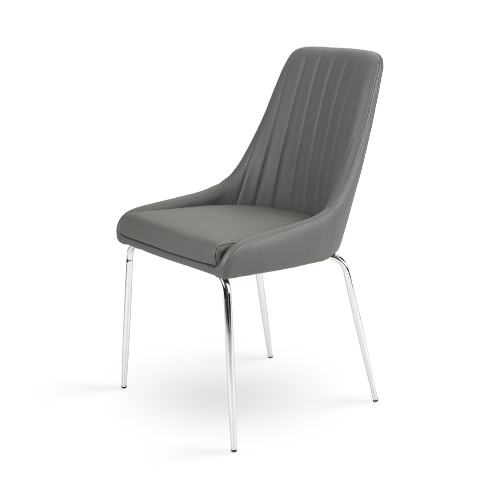 Moira Dining Chair: Grey Leatherette
